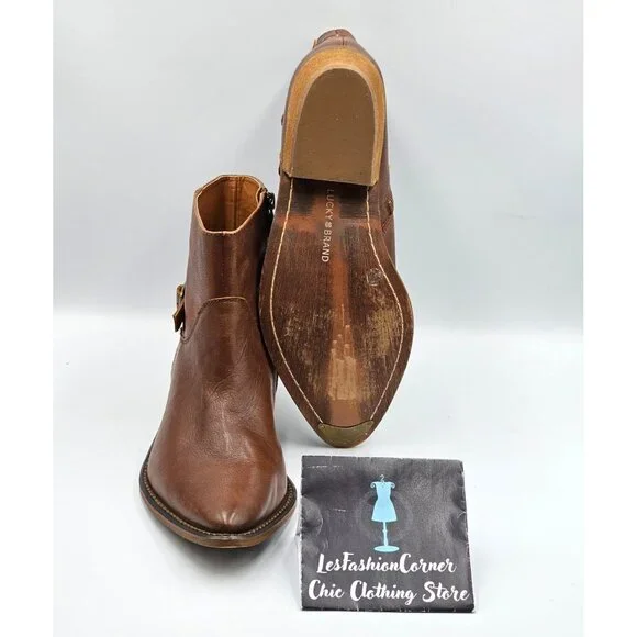 Lucky Brand Women's Brown Leather Caelyn Buckle Accents Ankle Bootie Sz 11 2972 - Picture 4 of 16